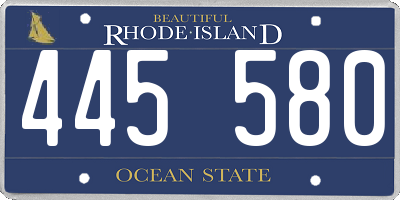 RI license plate 445580