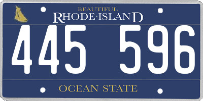 RI license plate 445596