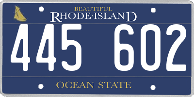 RI license plate 445602