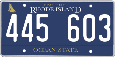 RI license plate 445603