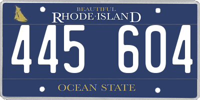 RI license plate 445604