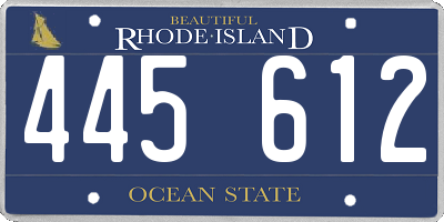 RI license plate 445612