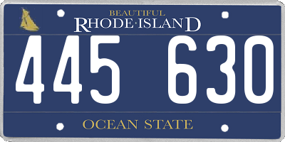 RI license plate 445630