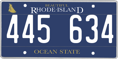 RI license plate 445634