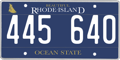 RI license plate 445640