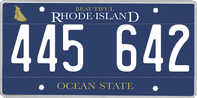 RI license plate 445642