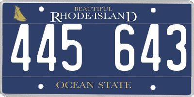 RI license plate 445643