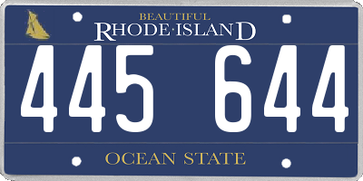 RI license plate 445644