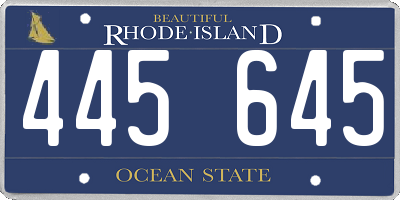 RI license plate 445645