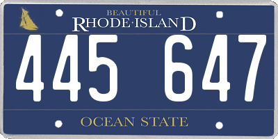 RI license plate 445647