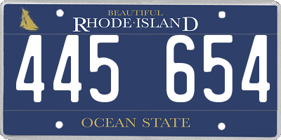 RI license plate 445654