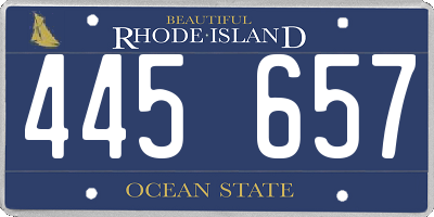 RI license plate 445657