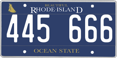 RI license plate 445666