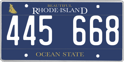 RI license plate 445668