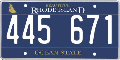 RI license plate 445671