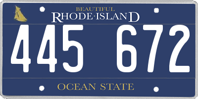 RI license plate 445672