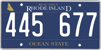 RI license plate 445677