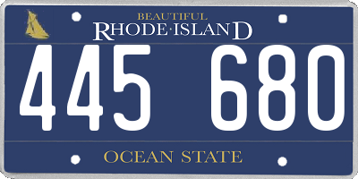 RI license plate 445680