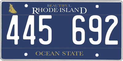 RI license plate 445692