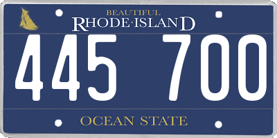 RI license plate 445700