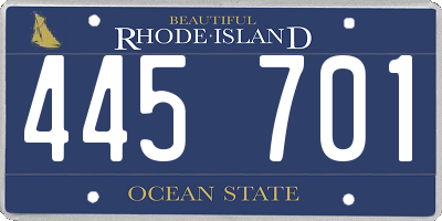 RI license plate 445701