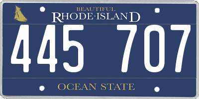 RI license plate 445707