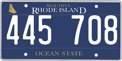 RI license plate 445708