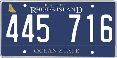 RI license plate 445716