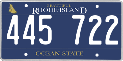 RI license plate 445722