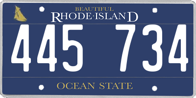 RI license plate 445734