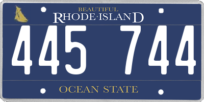 RI license plate 445744