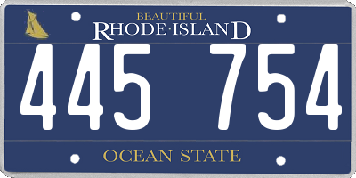 RI license plate 445754