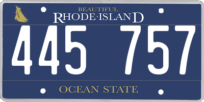 RI license plate 445757