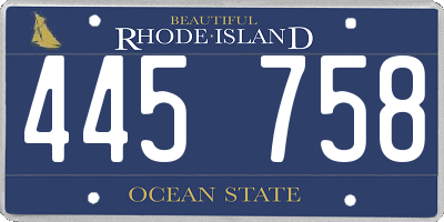 RI license plate 445758