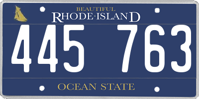 RI license plate 445763
