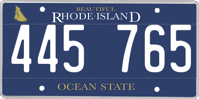 RI license plate 445765