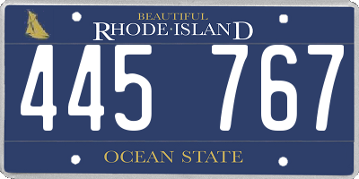 RI license plate 445767