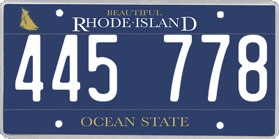 RI license plate 445778