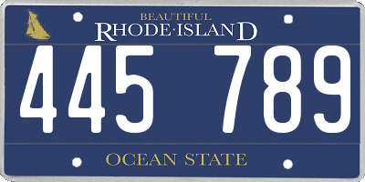 RI license plate 445789