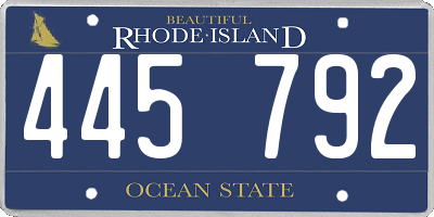 RI license plate 445792
