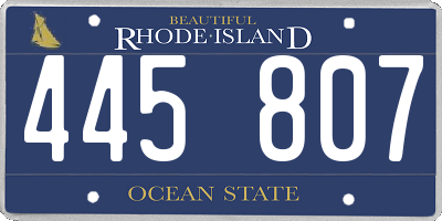 RI license plate 445807