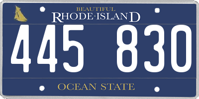 RI license plate 445830