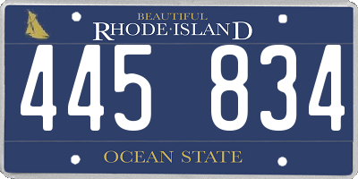 RI license plate 445834