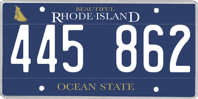 RI license plate 445862