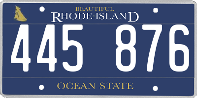 RI license plate 445876