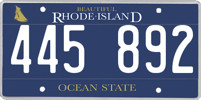 RI license plate 445892