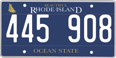 RI license plate 445908