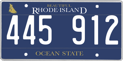 RI license plate 445912