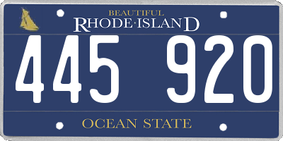 RI license plate 445920