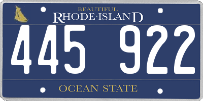 RI license plate 445922